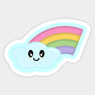 Kawaii Cute Happy Rainbow in Blue Sticker